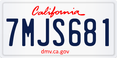 CA license plate 7MJS681