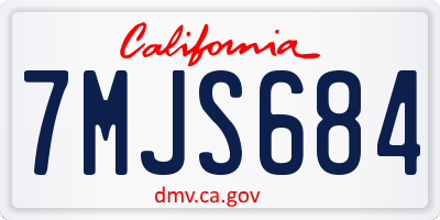 CA license plate 7MJS684