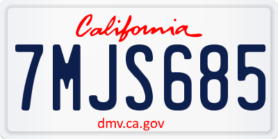 CA license plate 7MJS685