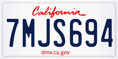 CA license plate 7MJS694