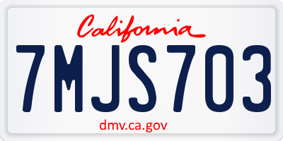 CA license plate 7MJS703