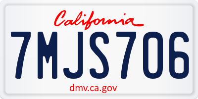 CA license plate 7MJS706