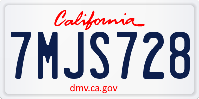 CA license plate 7MJS728