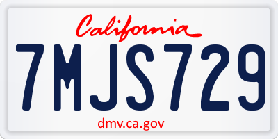 CA license plate 7MJS729
