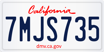 CA license plate 7MJS735