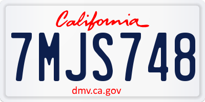 CA license plate 7MJS748