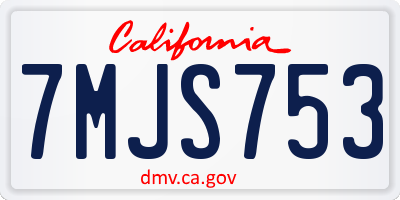 CA license plate 7MJS753