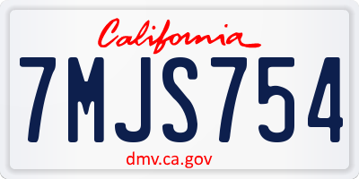 CA license plate 7MJS754