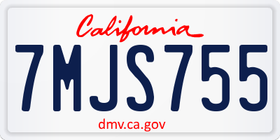 CA license plate 7MJS755