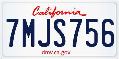 CA license plate 7MJS756