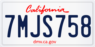 CA license plate 7MJS758