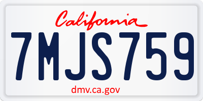 CA license plate 7MJS759