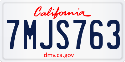 CA license plate 7MJS763