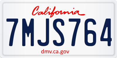 CA license plate 7MJS764