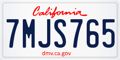 CA license plate 7MJS765
