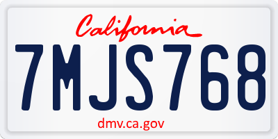 CA license plate 7MJS768