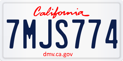 CA license plate 7MJS774