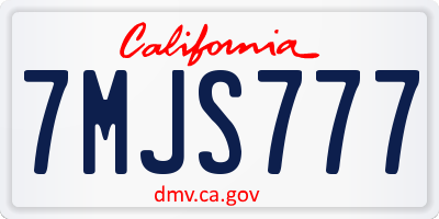 CA license plate 7MJS777