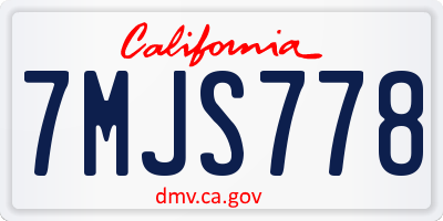 CA license plate 7MJS778