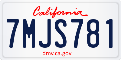 CA license plate 7MJS781