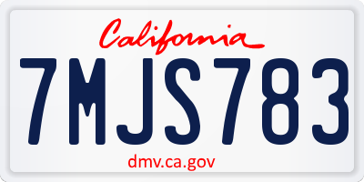 CA license plate 7MJS783