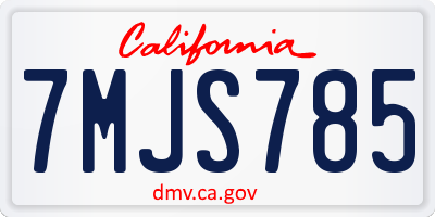 CA license plate 7MJS785