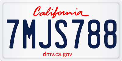 CA license plate 7MJS788