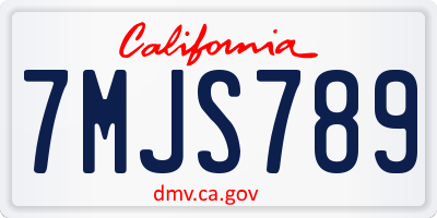 CA license plate 7MJS789
