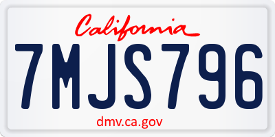 CA license plate 7MJS796