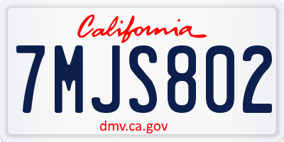 CA license plate 7MJS802