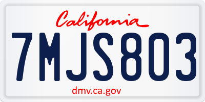 CA license plate 7MJS803