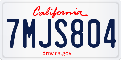 CA license plate 7MJS804