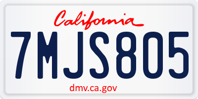 CA license plate 7MJS805