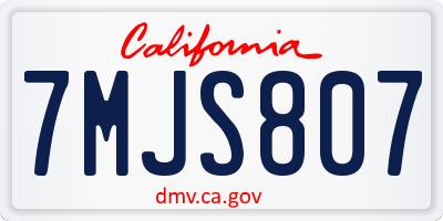 CA license plate 7MJS807