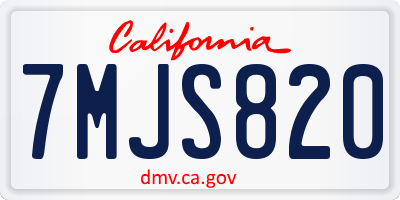 CA license plate 7MJS820