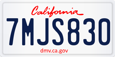 CA license plate 7MJS830