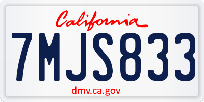 CA license plate 7MJS833