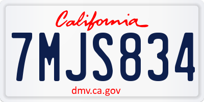 CA license plate 7MJS834