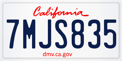 CA license plate 7MJS835