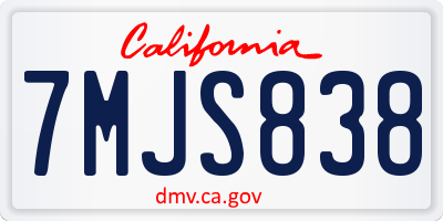 CA license plate 7MJS838