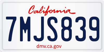 CA license plate 7MJS839
