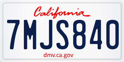 CA license plate 7MJS840