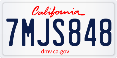 CA license plate 7MJS848