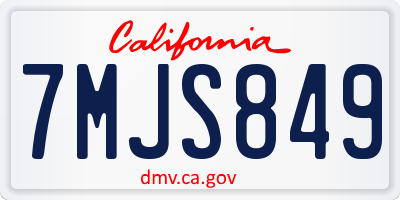CA license plate 7MJS849