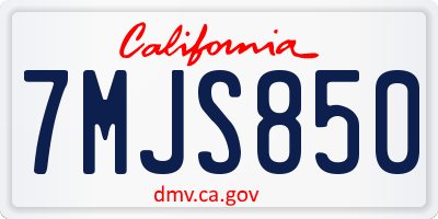 CA license plate 7MJS850