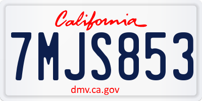 CA license plate 7MJS853