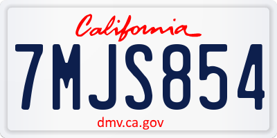CA license plate 7MJS854