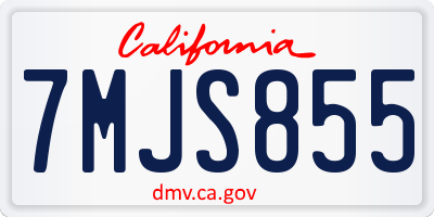 CA license plate 7MJS855