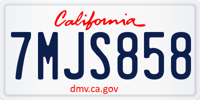 CA license plate 7MJS858