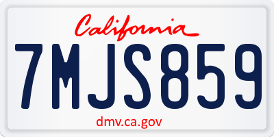 CA license plate 7MJS859